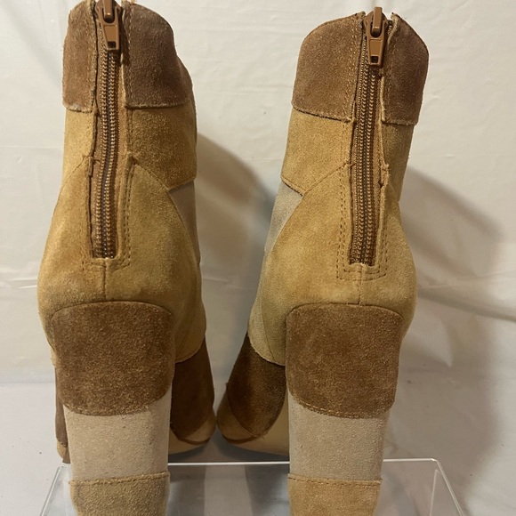 Torrid Boots Patchwork Booties Peep toe Boots Brown Tan Cream Women - Picture 12 of 16